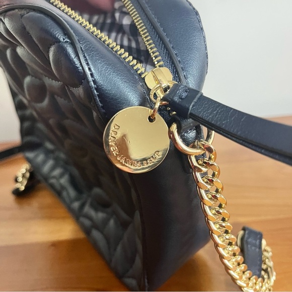 Draper James RSVP Quilted Crossbody Purse Bag Navy Blue With Gold Hardware - Picture 8 of 9